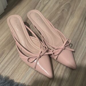 TOP Moda Women's Blush Pink Mules with Bow